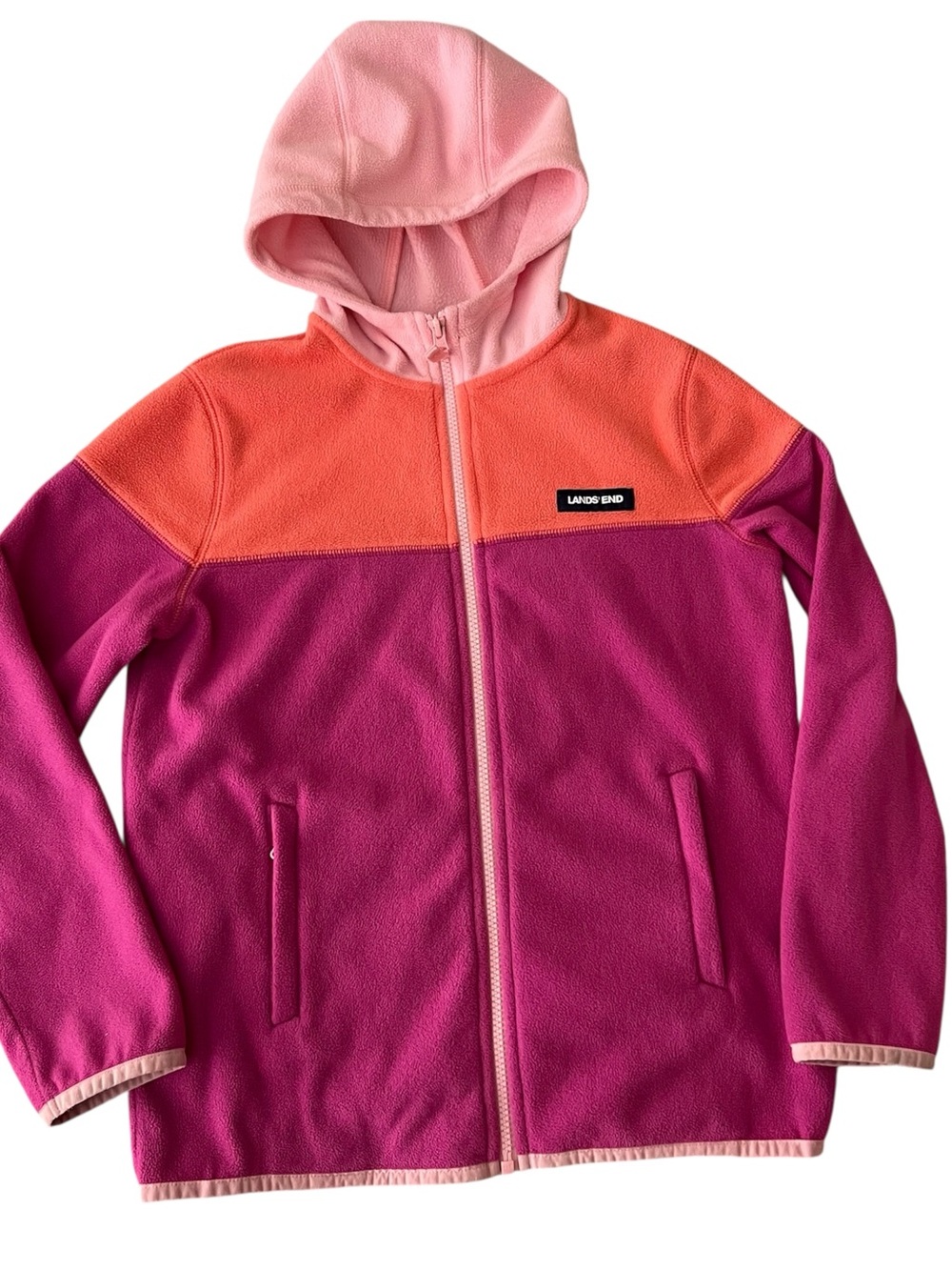 Lands' End Girls' Colorblock Fleece Hoodie